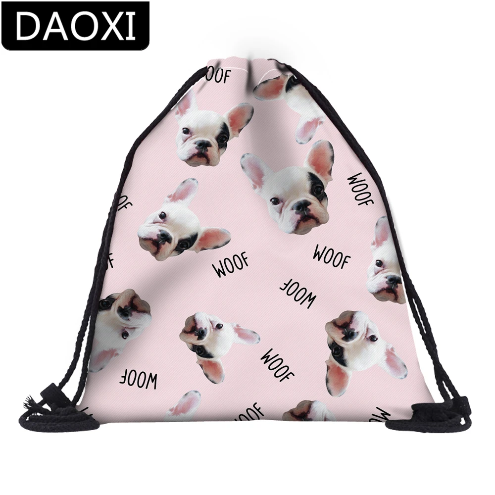 

DAOXI 3D Printed Cute Bulldog Drawstring Bag Daily Casual Drawstring Backpack DX60086