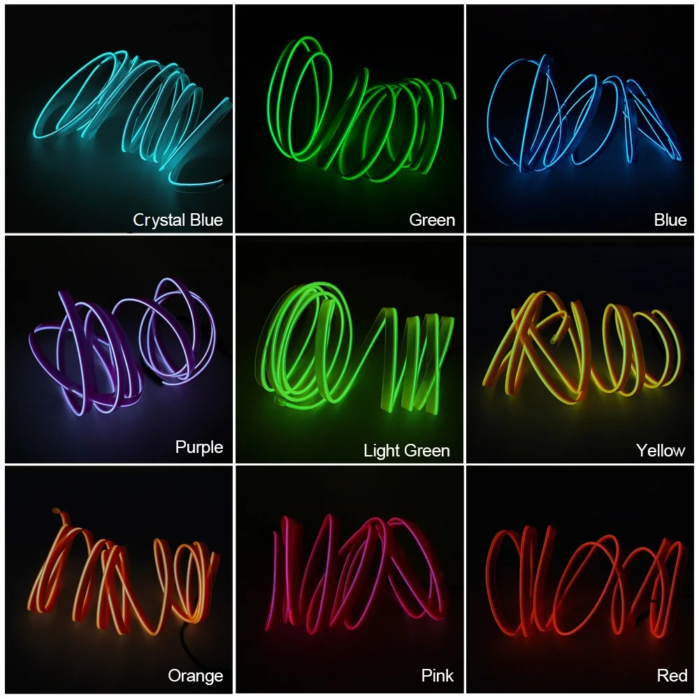 10 Цвета EL провода Светодиодные ленты светильник, футболка с принтом "автомобиль" атмосферная Лампа 12В Гибкий Неон лента светильник авто интерьера светильник