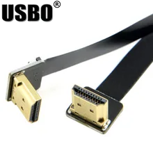 Высокая плотность скорость двойной 90 градусов локоть FPV выделенный позолоченный штекер 20 см 1,4 В в HDMI к HDMI кабель