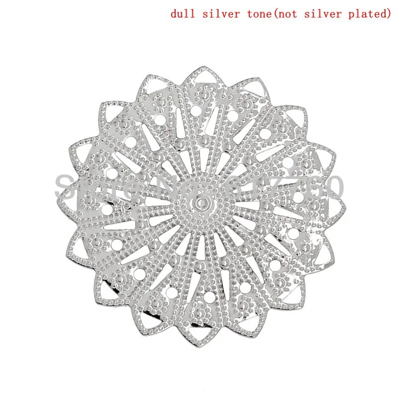 

Free shipping-50Pcs Jewelry Findings DIY Wraps Connectors Findings Flower Silver Tone Hollow 3.5cm x 3.5cm, J0581