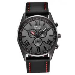 Мужские часы Мода кожаный ремешок Календарь Кварцевые Винтаж наручные часы Erkek Бизнес подарки дешевые Saat Montres de Marque de Luxe
