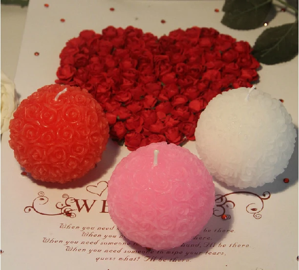 Wholesale Red Rose Ball Candles Valentine's Day Home Decorative Art