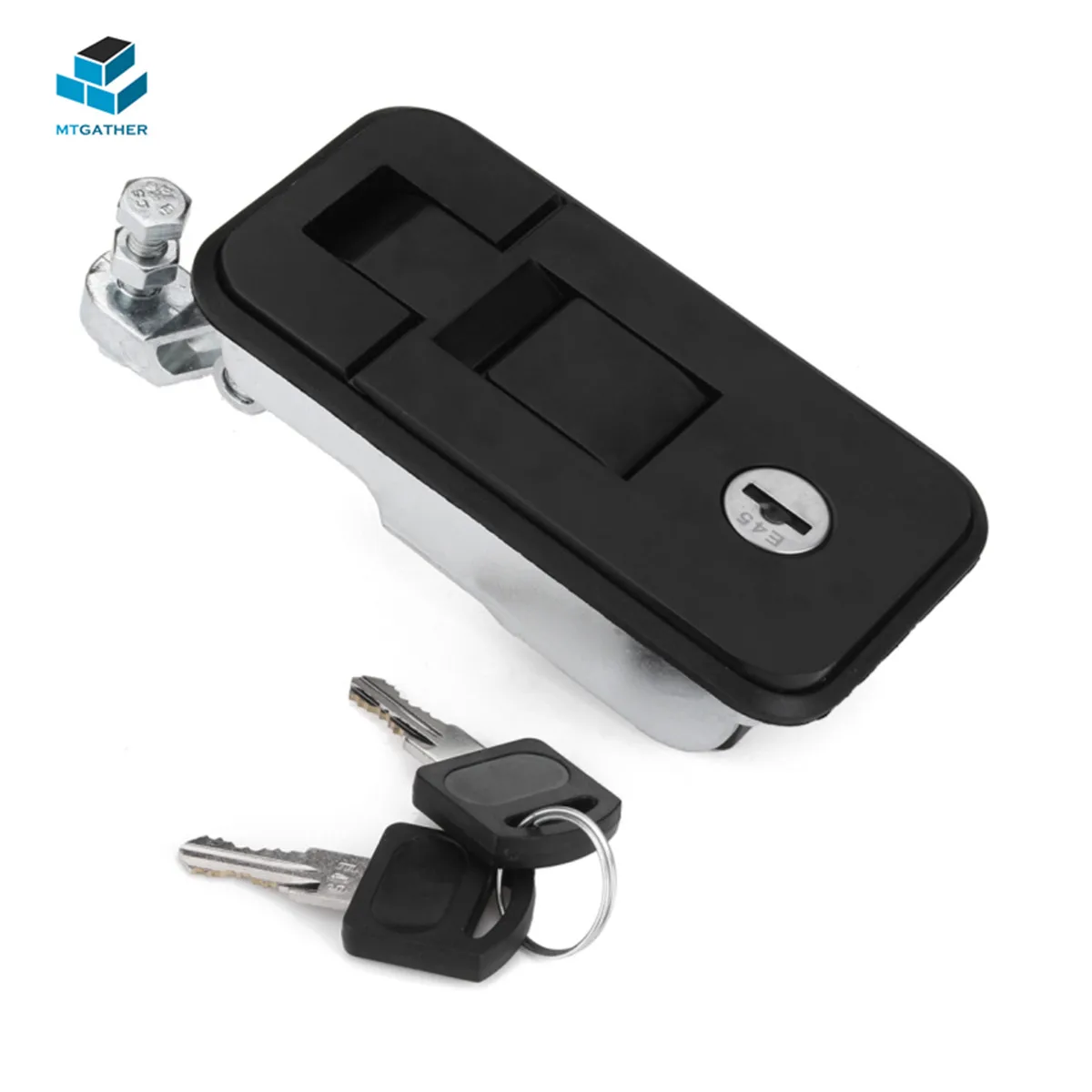 

MRGATHER 110x56mm Black Large Chrome Compression Lock Latch Adjustable Handle Chrome For Toolbox Trailer Truck Lock With 2Keys