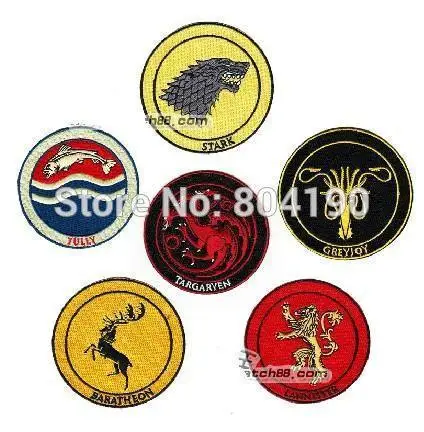 

GAME OF THRONES PATCH GREYIOY LANNISTER TARGARYEN TULLY BARATHEON STARK Movie TV Series Embroidered PATCH wholesale dropship