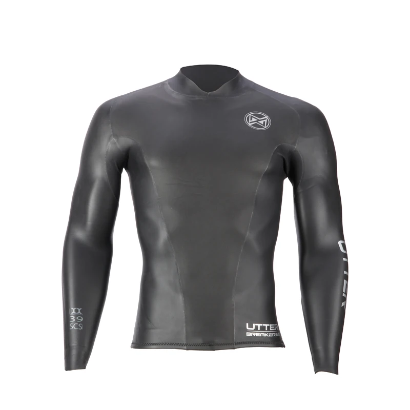 UTTER 2mm Yamamoto Neoprene Smoothskin Triathlon Jacket Wetsuit Top Black Back Zipper Sunscreen Surfing Keep Warm Swimming Coat