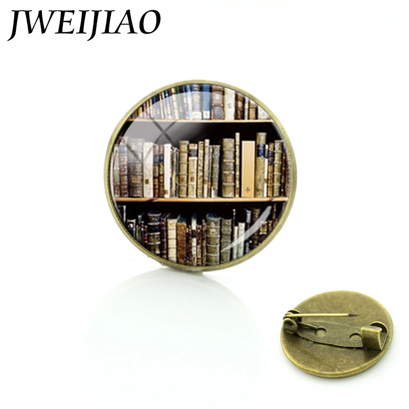 

JWEIJIAO Library Book Case brooch Vintage Style ift for Students Teachers and Librarians Vintage art pture lass pin jewelry C484
