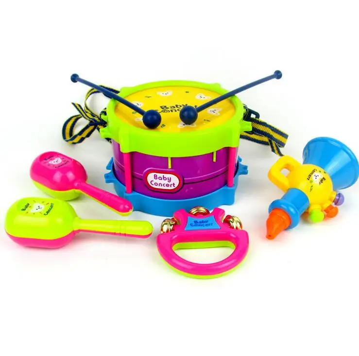 high quality 5pcs/sets Kids Toys Roll Drum Musical Instruments Band Kit