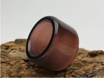 

C51#925 silver inlaid natural chalcedony live ring, clean and bright