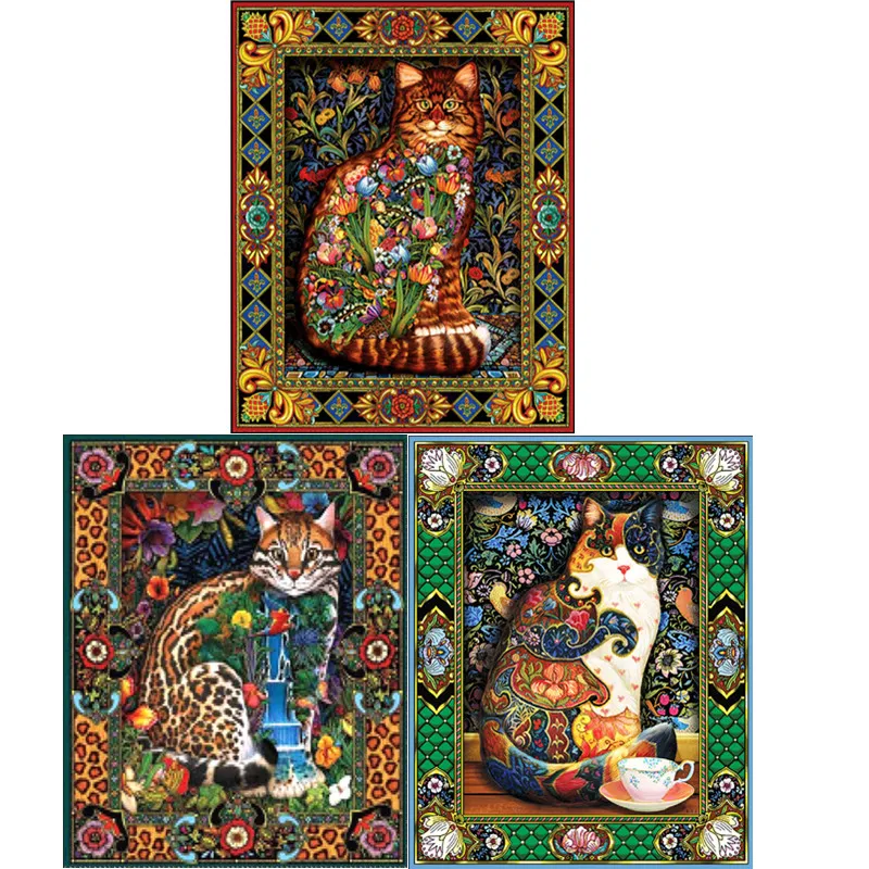 

Diamond Painting Cat Diamond Embroidery Flower Series Resin Mosaic Full round Kits Needlework 5D DIY Home Decoration