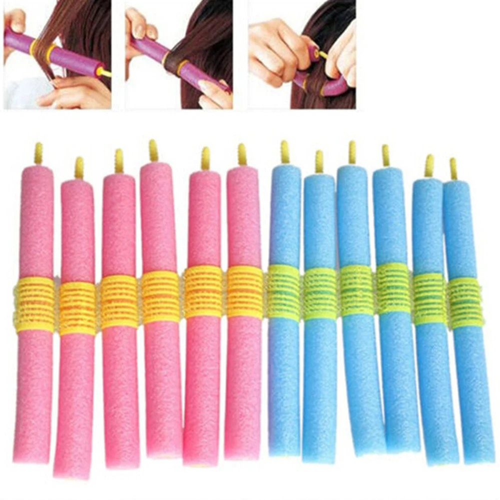 12 Pcs/Set Hair Curler Magic Air Roller Curling Sticks 16cm long Soft Foam Twist Flexi Rods DIY Styling Tool for Wome | Красота и