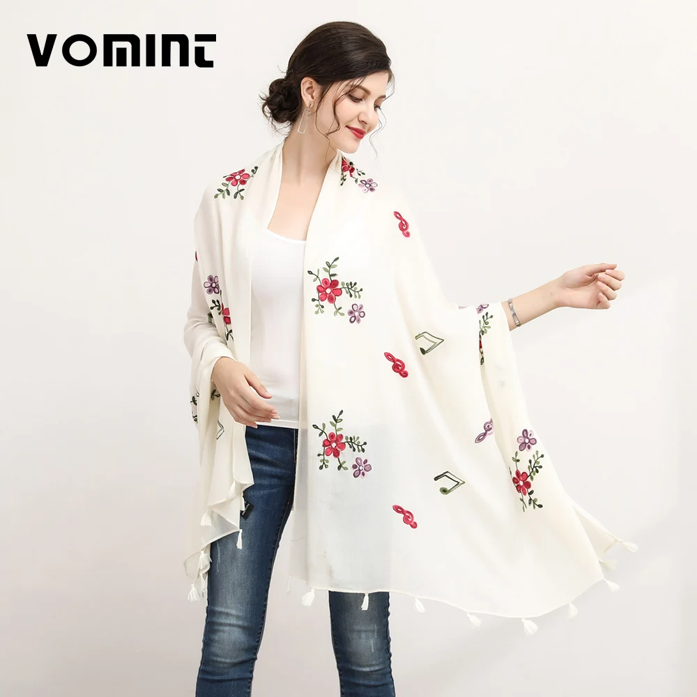 Vomint Women Scarfs 2017 Female Floral Stoles Embroidered Scarf Woman