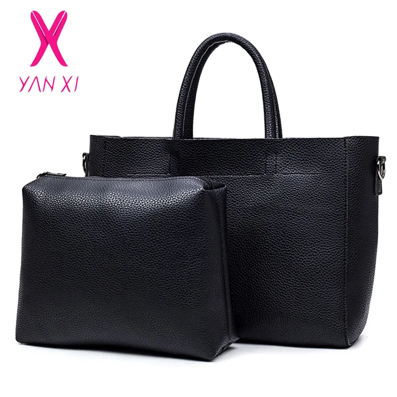 

2018 Women 2 Pcs/set Handbags High Capacity Women Solid Shoulder Bags Women Messenger Bag PU Leather Handbag Composite Bag
