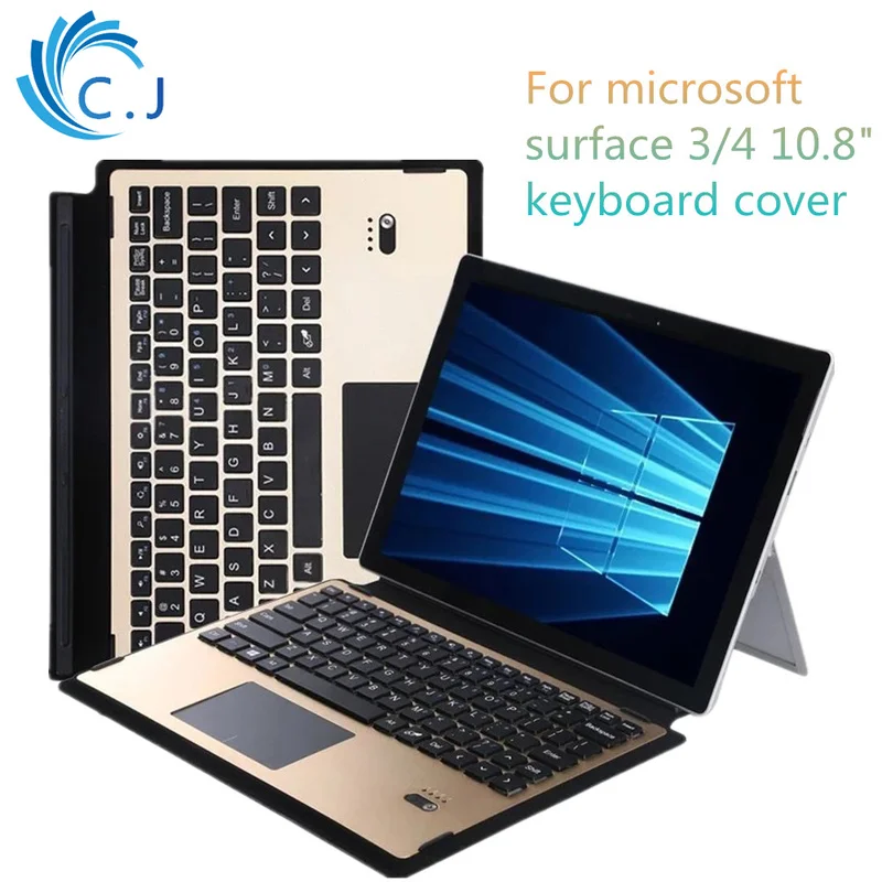 

Wireless Bluetooth tablet Keyboard split keypad Aluminum Alloy+PU Leather Cover Case for Microsoft Surface Pro 3/4 Tablets PC