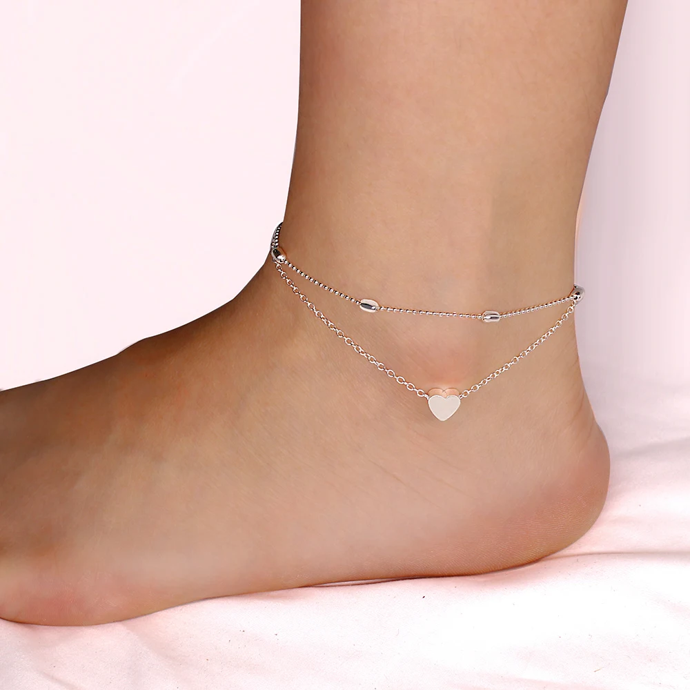 Женские браслеты на босую ногу в форме сердца, вязаные крючком сандалии, ювелирные изделия для ног, новые браслеты на ногу, браслеты на щиколотке для женщин, винтажные браслеты на ногу
