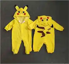 Pokemon Go Pikachu Rompers Toddler Infant Baby Boy Girl Outfit Long Sleeve Hoodie Jumpsuit Rompers Cosplay costume