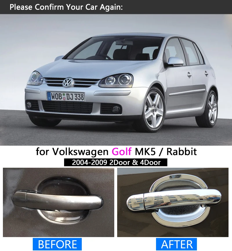 Хромированная крышка ручки двери для VW Golf 5 MK5 Volkswagen V Rabbit 1K 2004 2009 отделка Стайлинг