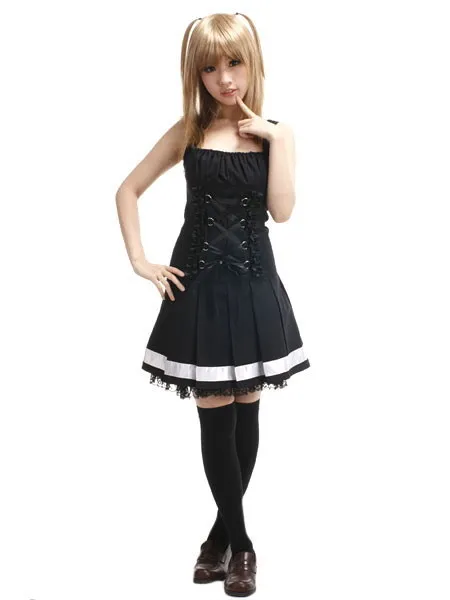

DEATH NOTE Anime Cos Halloween Misa Amane MisaMisa Black Lolita Dress Cosplay Cartoon Man Woman Cosplay Costume