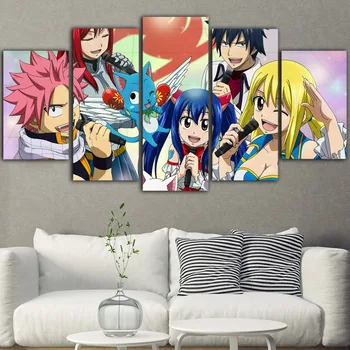 

5Pieces Fairy Tail Canvas Painting Bilder Wall Poster Toile Peinture Room Decor Poster Anime Tableau Mural Obrazy Drop Shipping