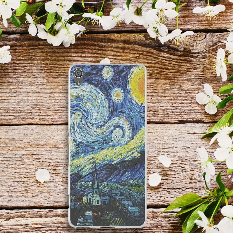 Мягкий чехол для телефона для sony Xperia E3 E5 T3 M2 M4 M5 XA XZ Z Z1 Z2 Z3 Z4 Z5 Compact Vincent Van Gogh звездное небо картина маслом - Цвет: Pictute 1