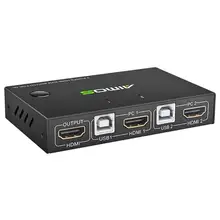 2 порта HDMI USB KVM 4K коммутатор разветвитель для обмена монитором клавиатура мышь Адаптивная EDID/HDCP дешифрование Встроенная система ESD