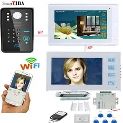 SmartYIBA 7 дюймов HD IP Wi-Fi видео дверь домофон Электрический замок RFID Доступа дверной Звонок камера + кнопка выхода power Control