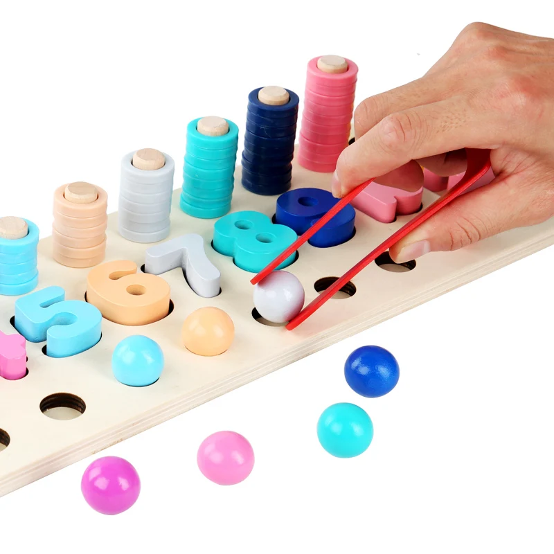  Preschool Wooden Montessori Toys Count Clip Beads Magnetic Fishing Game Baby Early Education Teachi - 33038821642