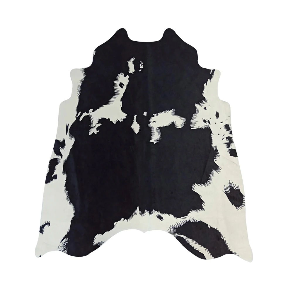 MustHome Area Rug for Living Room Western Decor Faux Cow Hide Rug Black and White Animal Print Faux Fur Rug Carpet for Home