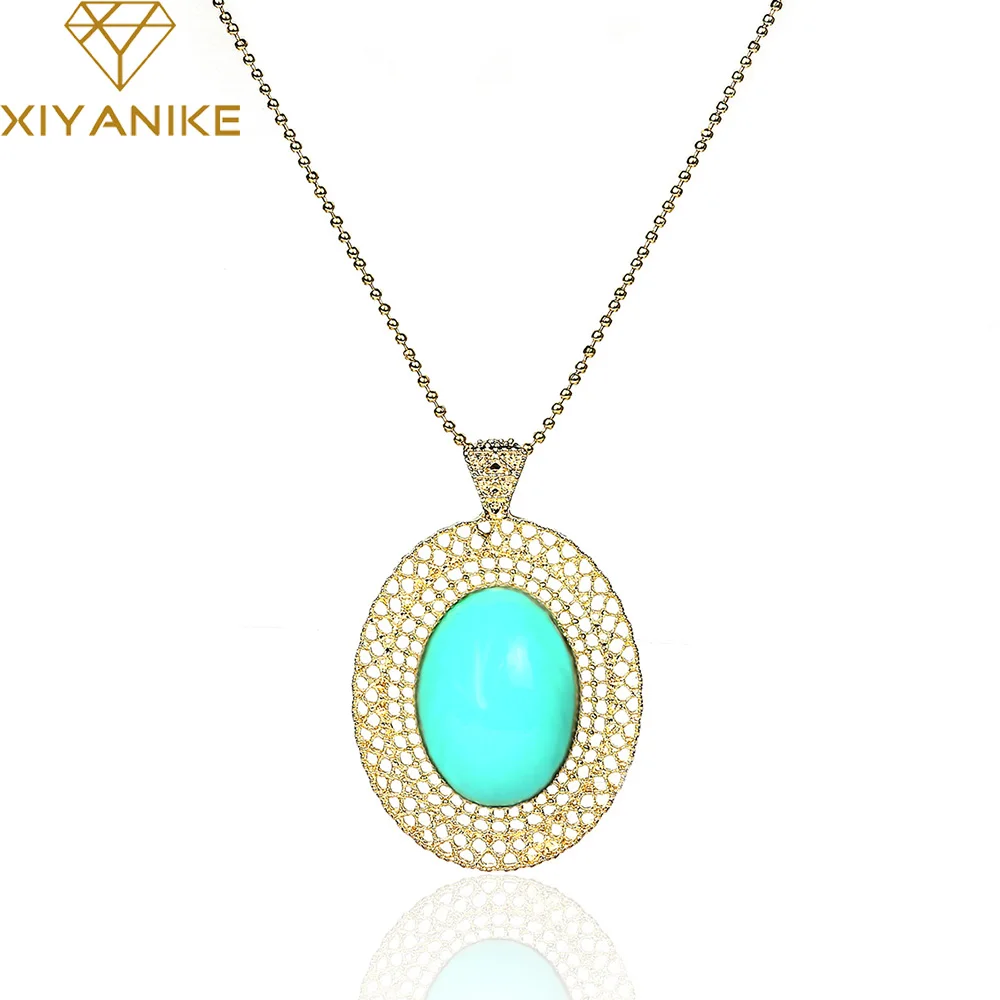 

New Fashion Korean Jewelry Pierced Oval Necklace Long Paragraph Sweater Chain Statement Necklace XY-N281 - N284