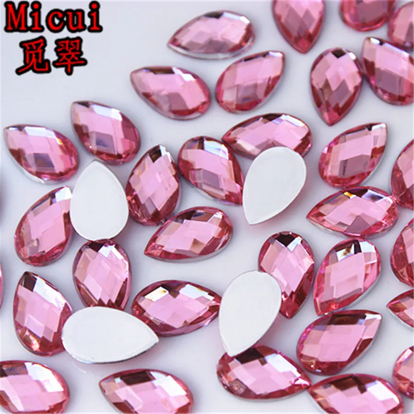 Micui 100 шт 8*13 мм разноцветные стразы в виде капли с плоской задней стороной акриловые камни хрустальные камни не Швейные бусины для одежды DIY MC716