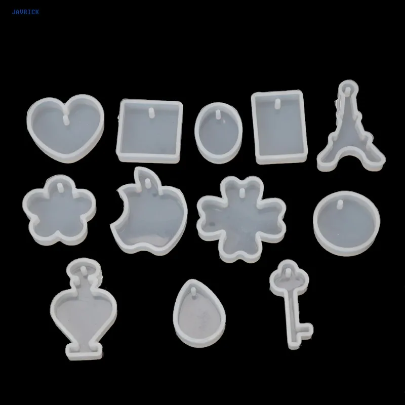 

JAVRICK 12pcs Silicone Jewelry Mold Resin Making Pendants Necklace Bracelet Earrings DIY