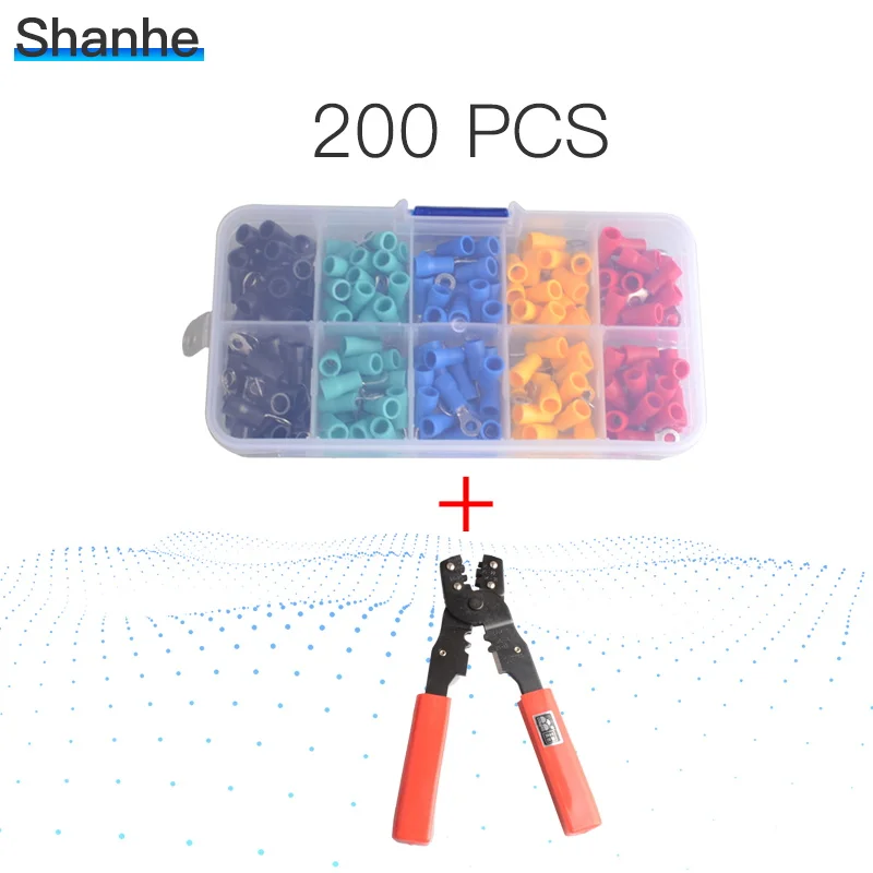 

RV Insulated ring Terminals Electrical Crimp Connector 0.5-1.5mm(A.W.G22-16) with Crimping Tool