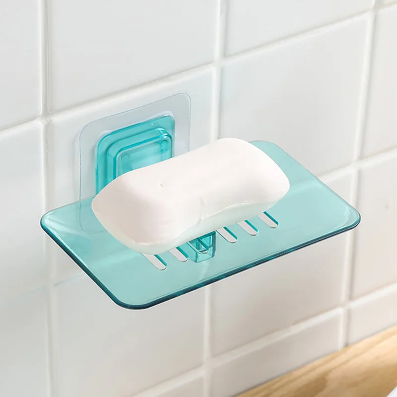 Soap Dish Bathroom Storage Rack Plate Soap Dish Holder Suction Cup Soap Box Crate Shelf Wall Tableware Basket Accessories