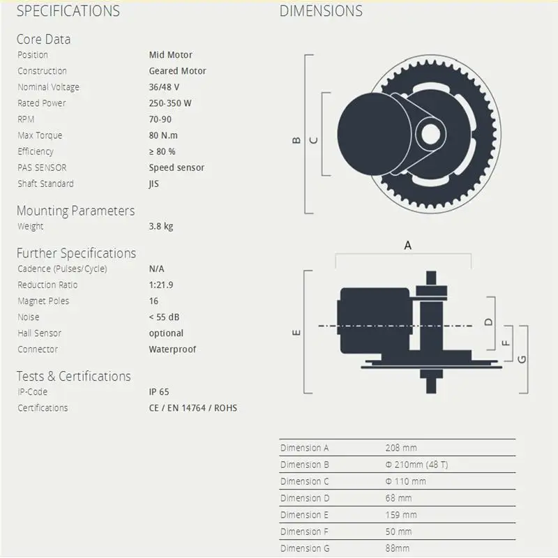 Perfect free shipping electric bicycle bafang center motor elektrische fiets motor 36v350w MM G340.350 5