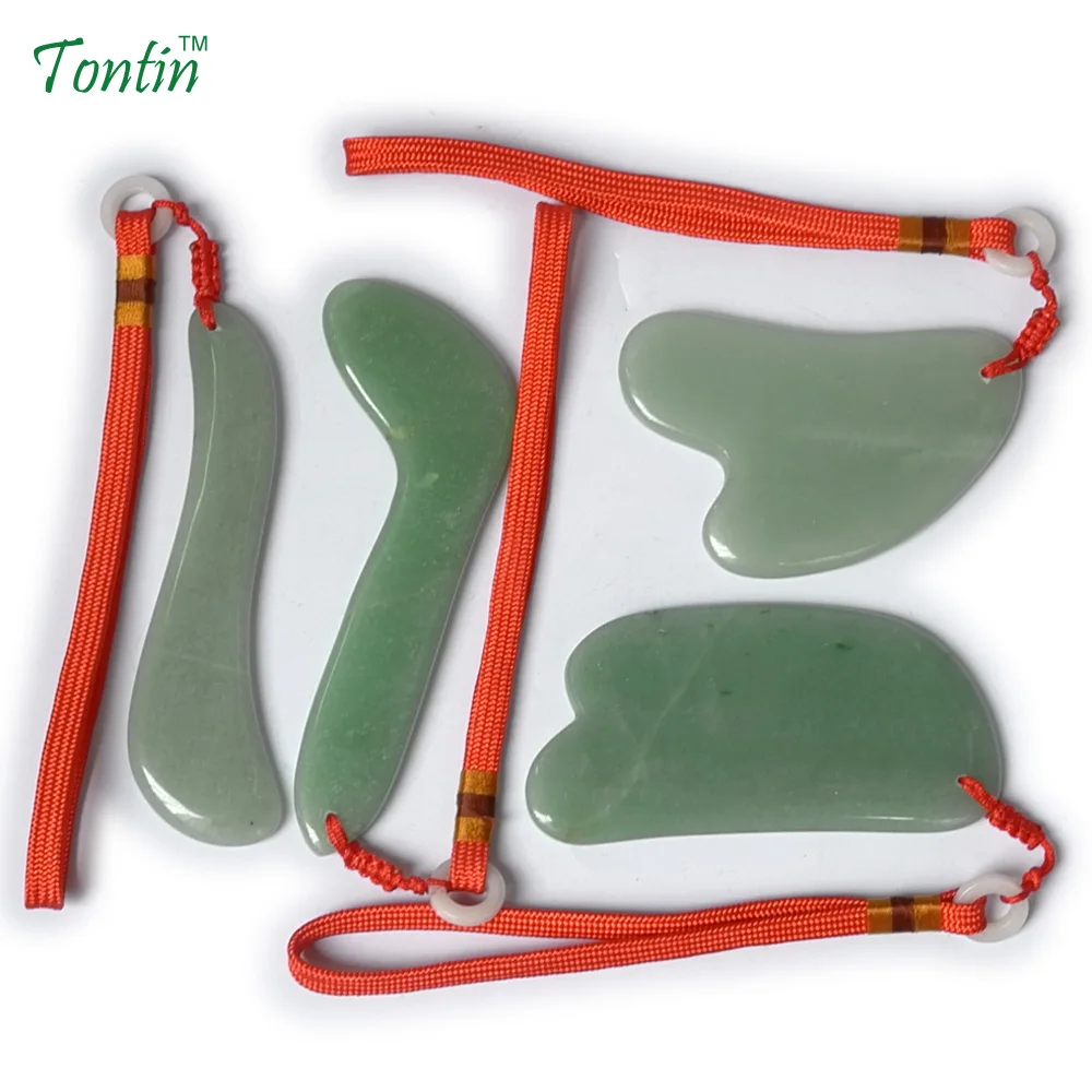 TONTIN NEW Acupuncture Massage Guasha Tool SPA Beauty kit Natural Aventurine 4 pcs/set (1pcs L 1pcs S 1pcs Y 1pcs knife) россия платье s 4 spa