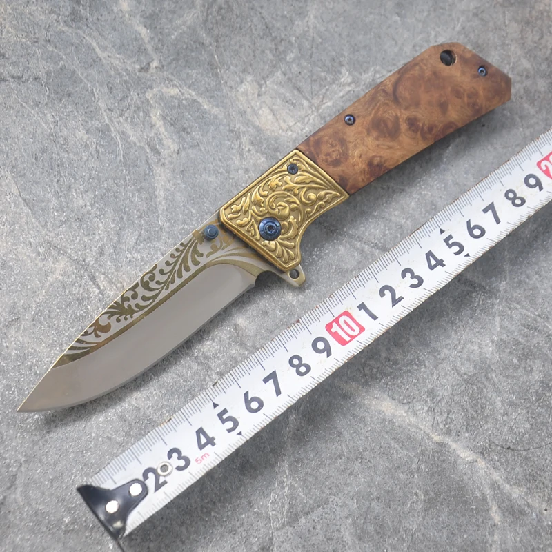 Брендовый тактический складной карманный нож 7Cr17mov лезвие с деревянной ручкой Открытый EDC Мультитул для кемпинга инструмент выживания+ коробка