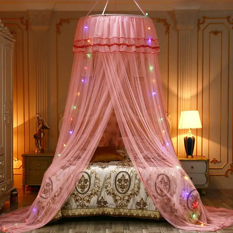 Elgant москитная сетка с навесом для двойной кровати, сетчатая подвесная купольная москитная сетка, романтичный светильник, москитная сетка, противомоскитная сетка, палатка - Цвет: A