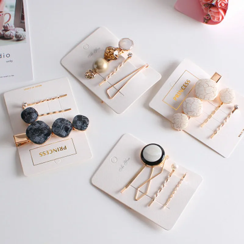 3PCS/Set Vintage Fashion Korean Women Imitiation Pearl Hair Clip Button Hairband Bobby Pin Barrette Hairpin Accessories New