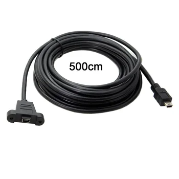

Panel Mount Type Mini USB 5Pin Male to Female Extension Adapter Cable with Screws 3m 5m