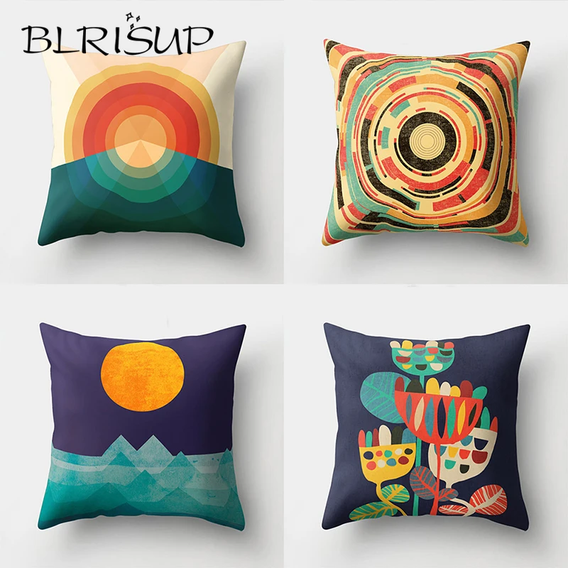 BLRISUP Soft Polyester Pillow Cover Geometric Striped Pattern Decorative Pillowcase Home Office 45*45cm Throw Case | Дом и сад