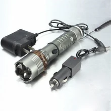 1pcs 2000LM XML T6 LED Rechargeable Flashlight Torch Light 5 Mode Lanterna Zoom Focus Flash Light AC+Car Charger Drop Shipping