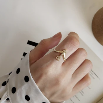 

LouLeur 925 sterling silver zircon love arrow rings gold simple wild creative elegant female rings 925 silver jewelry new gift