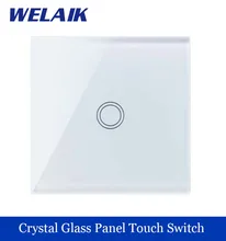 WELAIK Crystal Glass Panel Switch  Wall Switch EU Touch Switch Screen Wall Light Switch 1gang1way AC110~250V LED lamp A1911XW/B