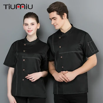 

2019 Chef Jacket Summer Breathable Mesh Short Sleeve Chef Waiter Shirt Restaurant Kitchen Hotel Cooking Uniform Work Clothes