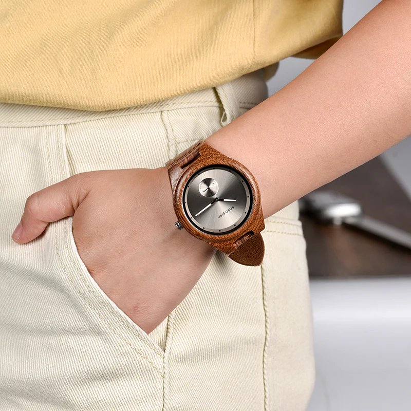 BOBO BIRD Wood Watches Leather Band Wristwatch New Designer Fashion for Men and Women Timepieces in Gift Box C-Q24