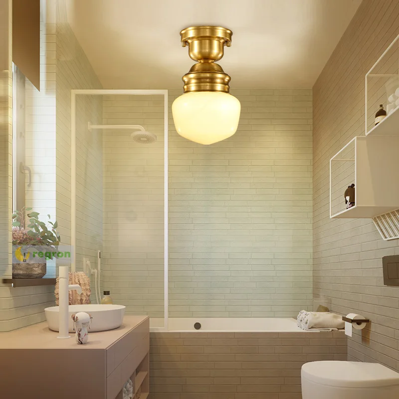 American All Copper Small Ceiling Lamps Balcony Kitchen Led Light