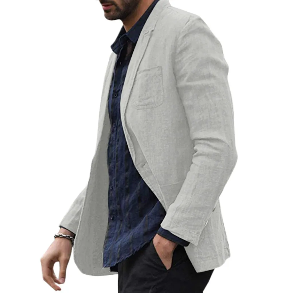 

Men long suit jacket Slim Fit Cotton Blend Solid Long Sleeve Thin Suits Blazer Jacket Outwear mens long suit jacket