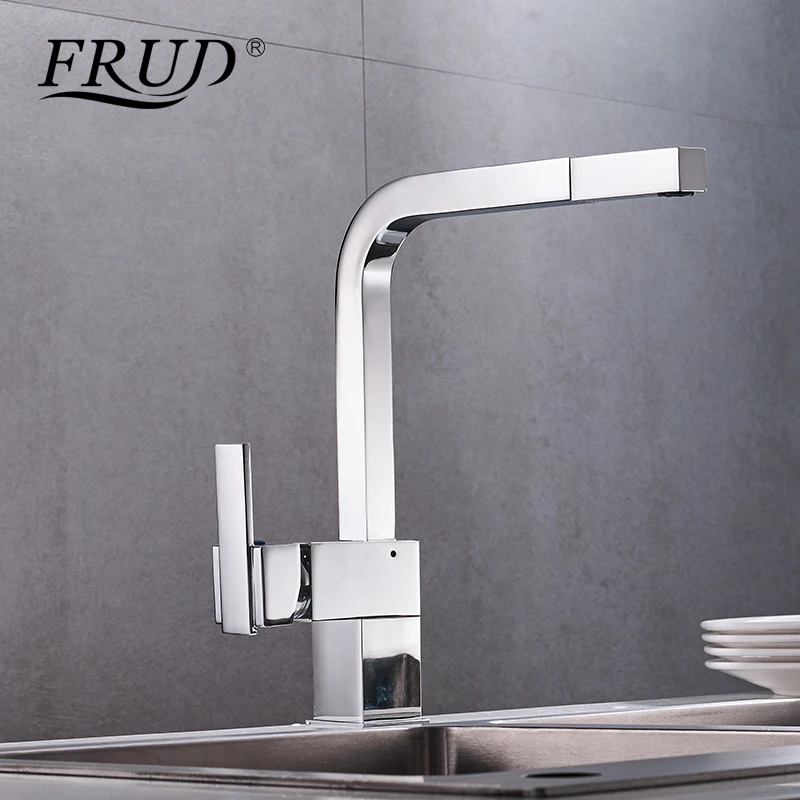 

Frud New Listed Silver Kitchen Faucet Pull Down Hot And Cold Mixer Faucet Sink Rotatable Single Handle Faucet Cocina Y40022