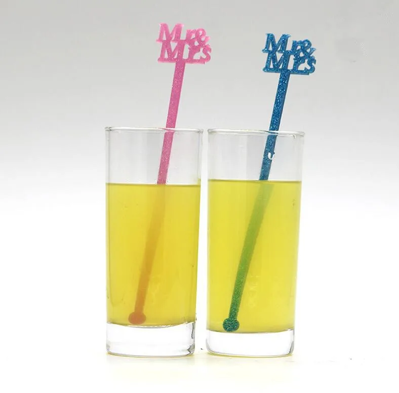 

Mixed Color style Acrylic Drink Stirre Sticks "Mr & Mrs" Wedding / Birthday / Even Party Decoration Supplies with free shipping