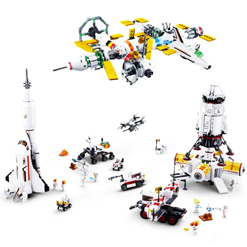 

Children's building blocks toy Compatible Legoingly Aerospace model International Space Station Space Rocket Spacecraft Bricks