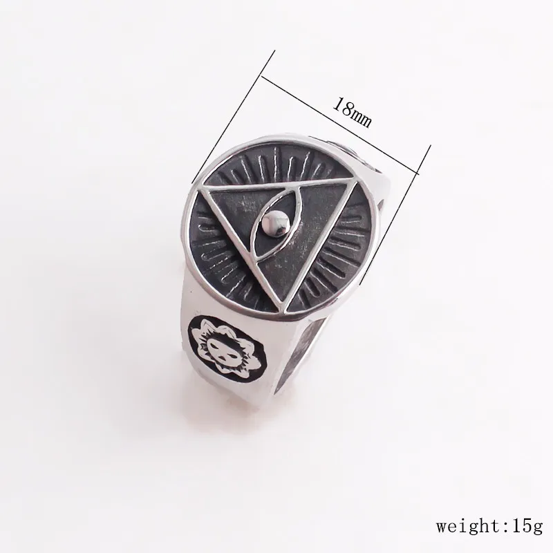 Illuminati Pyramid Eye Ring 316L Stainless Steel Jewelry Classic All Seeing Eye Masonic Motor Biker Men Ring Wholesale Illuminati Pyramid Eye Ring 316L Stainless Steel Jewelry Classic All Seeing Eye Masonic Motor Biker Men Ring Wholesale